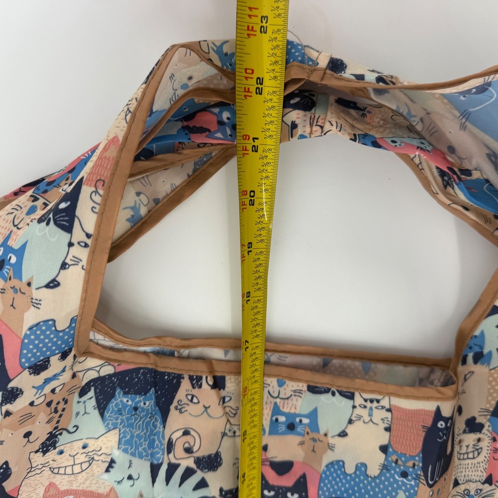 Reusable Shopping Grocery Bag Cute Cartoon Cats Print‎ Foldable Tote Bag Pocket - Picture 4 of 7